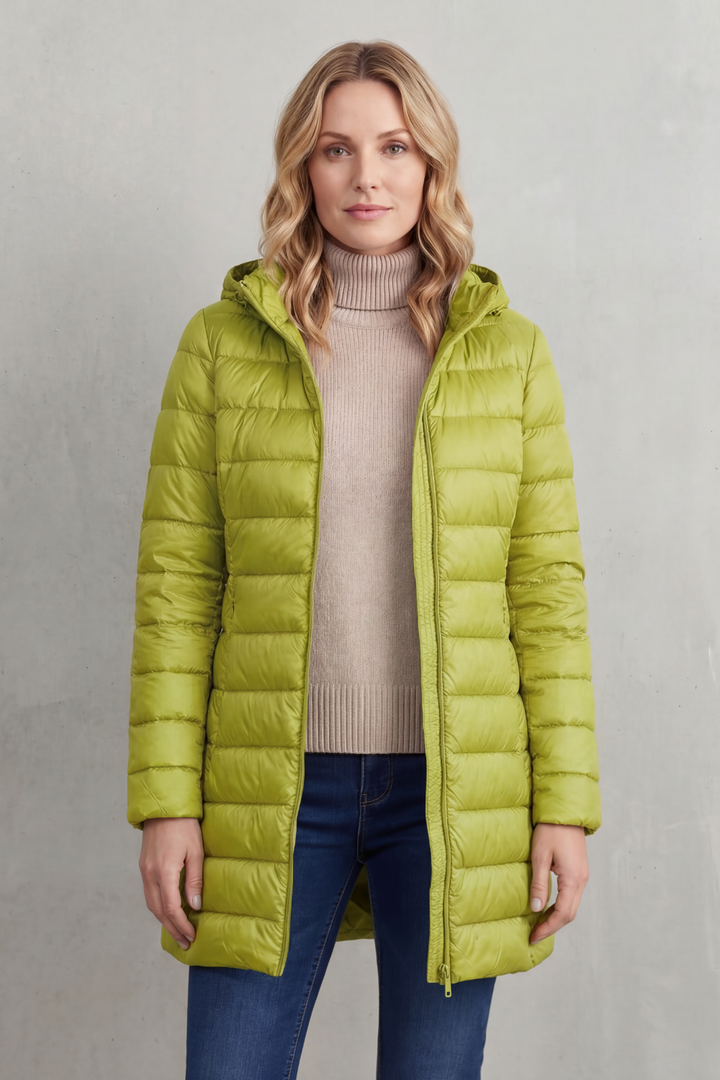 Women's Ultra-Lightweight Hooded Down Jacket for Cozy Warmth – Perpetua