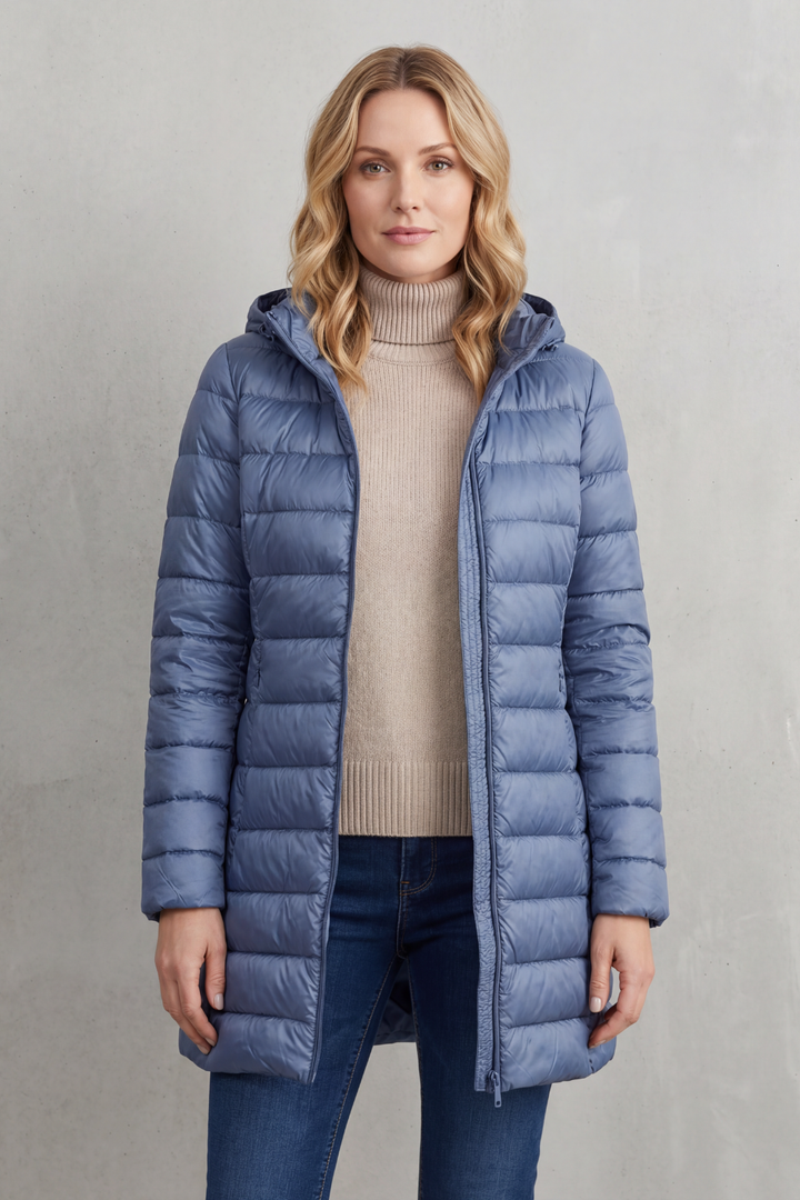 Women's Ultra-Lightweight Hooded Down Jacket for Cozy Warmth – Perpetua