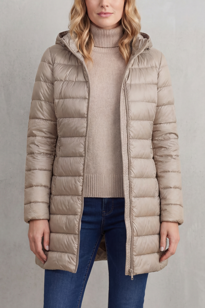 Women's Ultra-Lightweight Hooded Down Jacket for Cozy Warmth – Perpetua