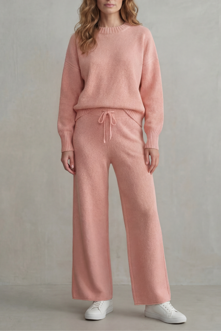 Women's Textured Knit Jumper and Trouser Lounge Set - Gemmienne