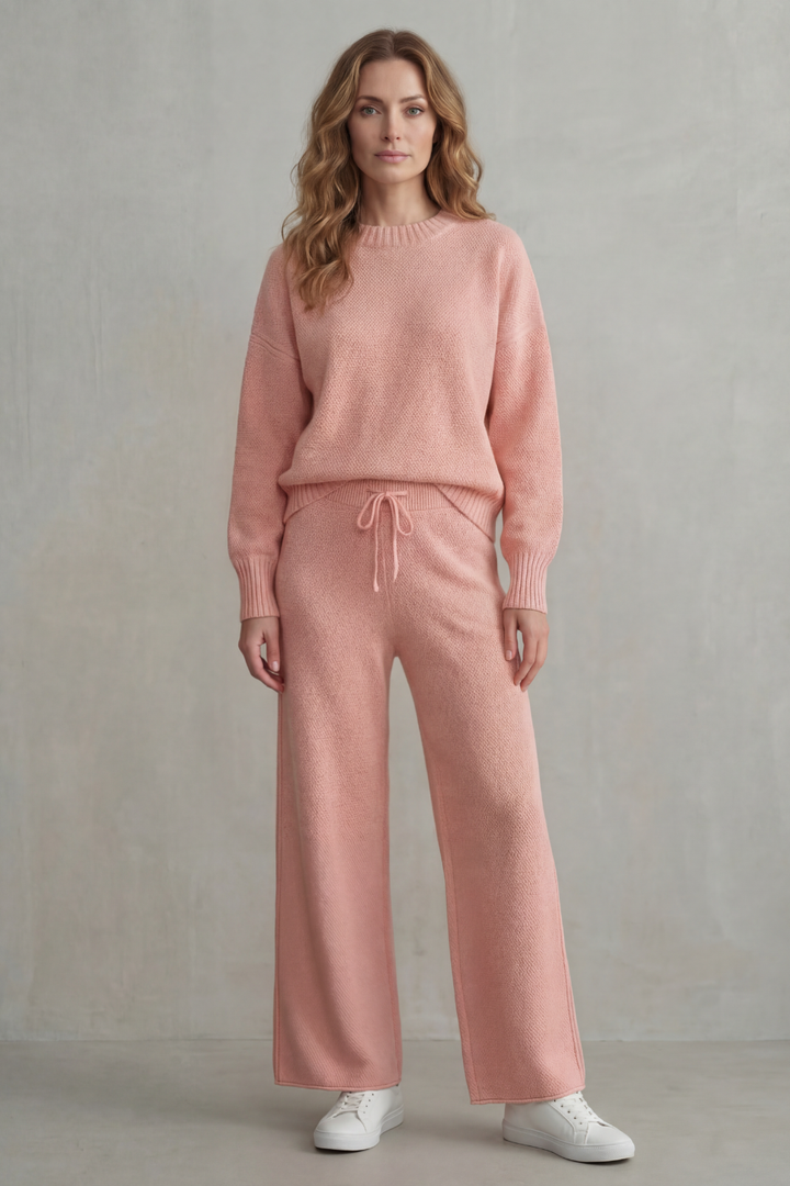 Women's Textured Knit Jumper and Trouser Lounge Set - Gemmienne