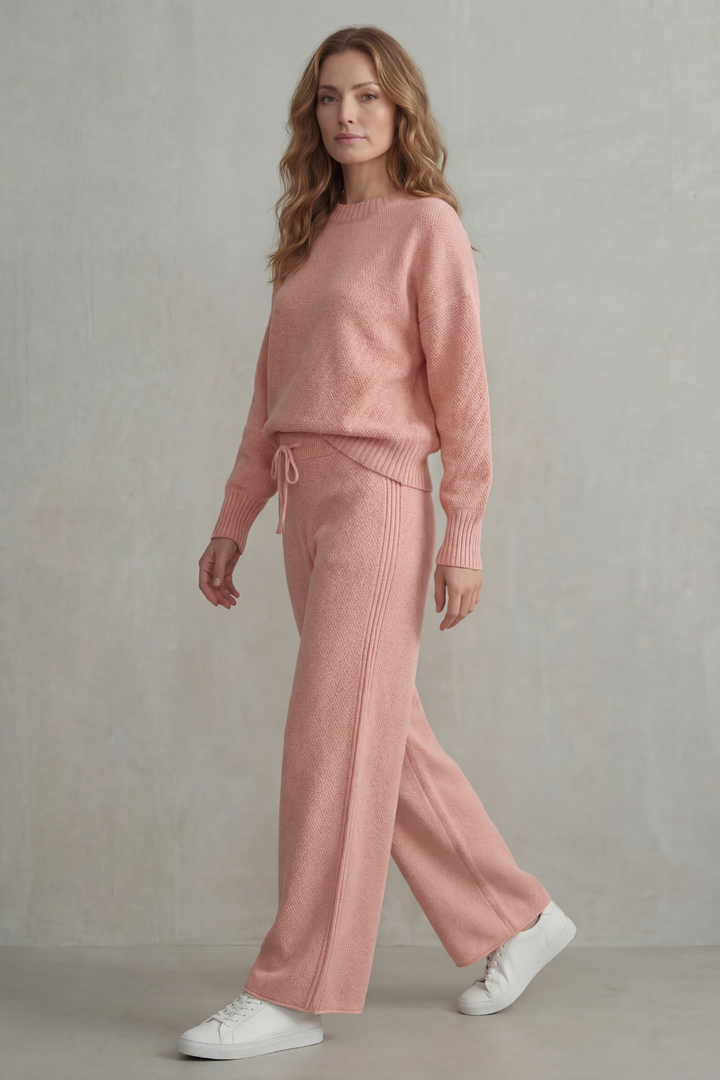 Women's Textured Knit Jumper and Trouser Lounge Set - Gemmienne