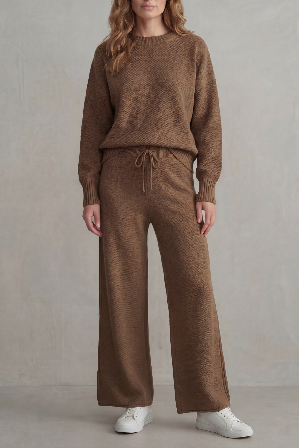 Women's Textured Knit Jumper and Trouser Lounge Set - Gemmienne