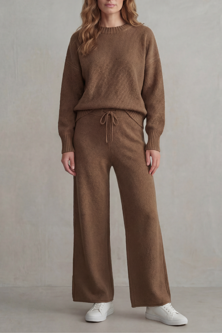 Women's Textured Knit Jumper and Trouser Lounge Set - Gemmienne