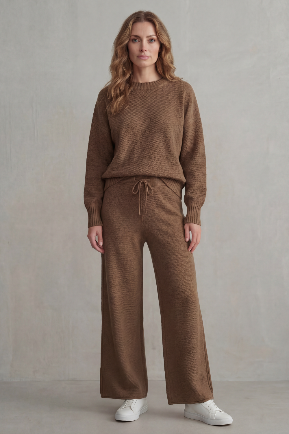 Women's Textured Knit Jumper and Trouser Lounge Set - Gemmienne