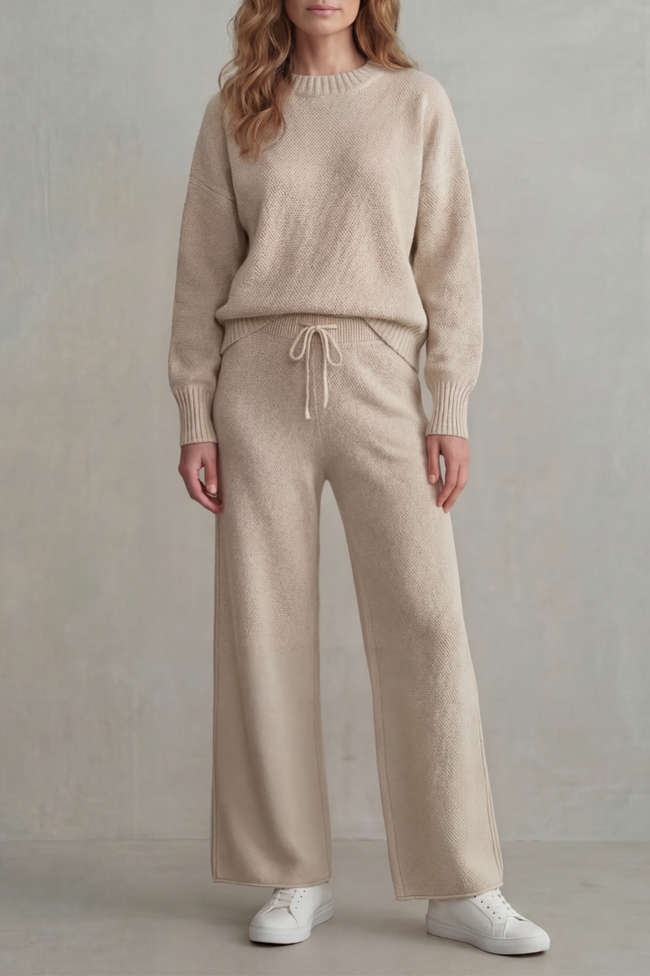 Women's Textured Knit Jumper and Trouser Lounge Set - Gemmienne
