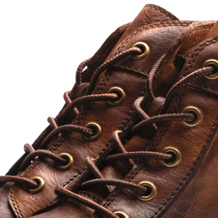 Men's lace-up ankle boots Serge in Brown – eyelet and lace close-up