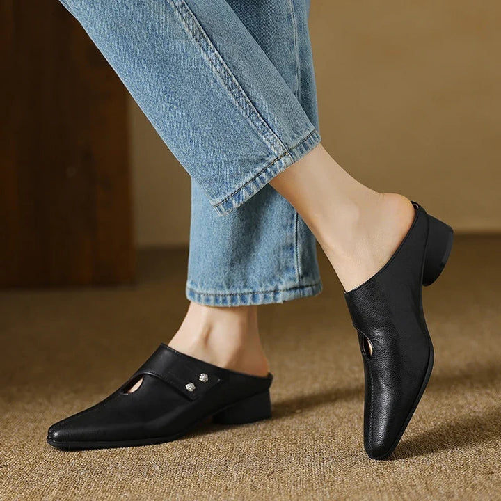 Women's Leather Pointed Toe Mules – Olga