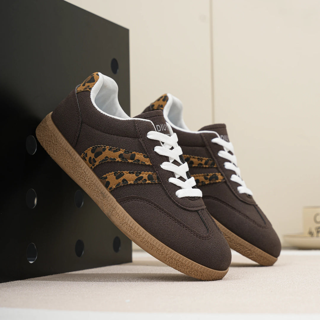 Women's Leopard Stripe Suede-Look Trainers – Harriet