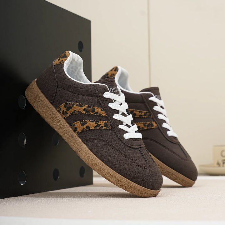 Women's Leopard Stripe Suede-Look Trainers – Harriet
