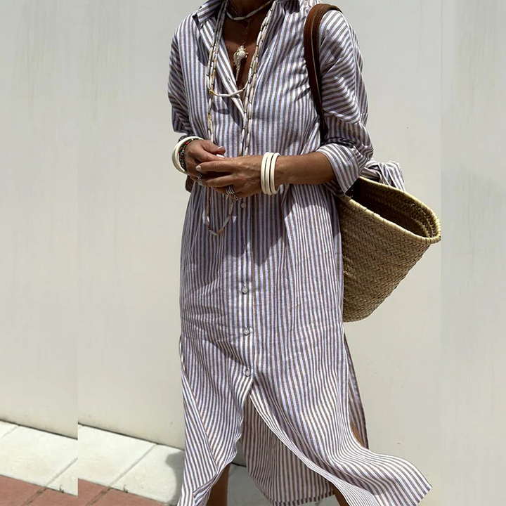 Sophia - Elegant striped shirt dress