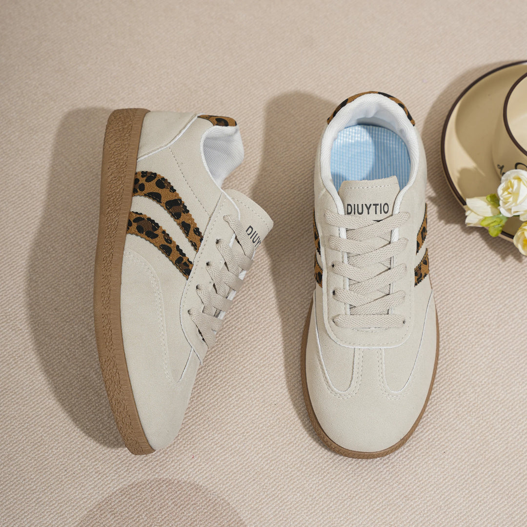 Women's Leopard Stripe Suede-Look Trainers – Harriet