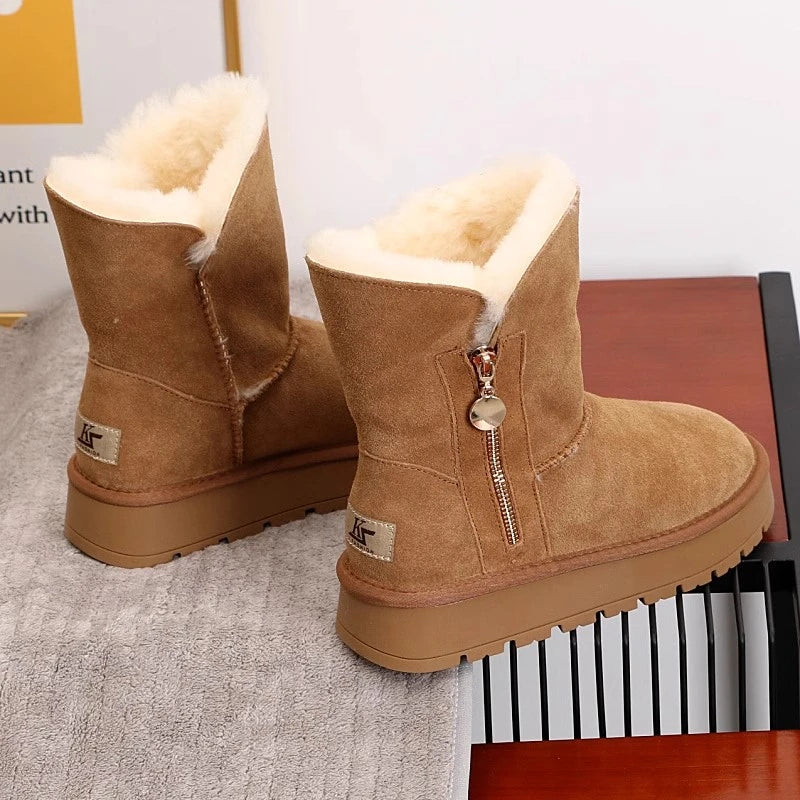 Women's Fleece Mid-Calf Snow Boots – Clairvane