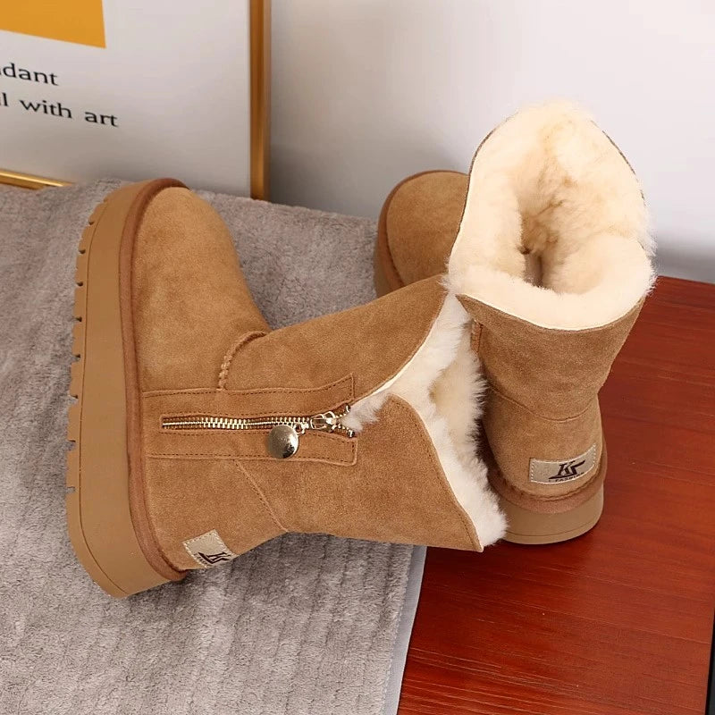 Women's Fleece Mid-Calf Snow Boots – Clairvane