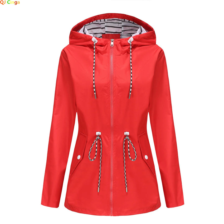 Women's Waterproof Drawstring Rain Jacket - Cerisane