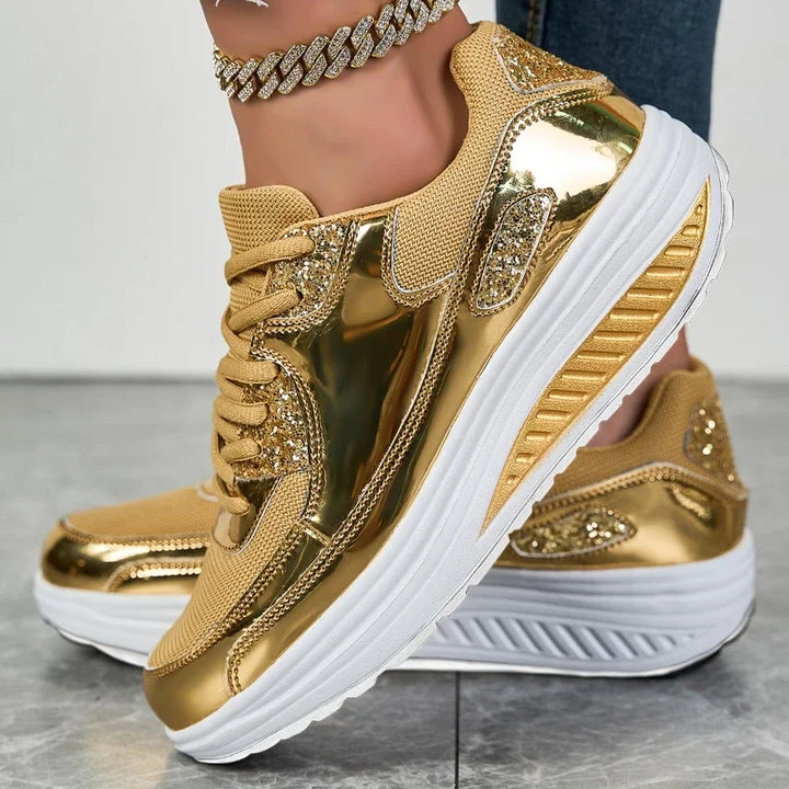 Women's Metallic Gold Platform Sneakers – Aurelia