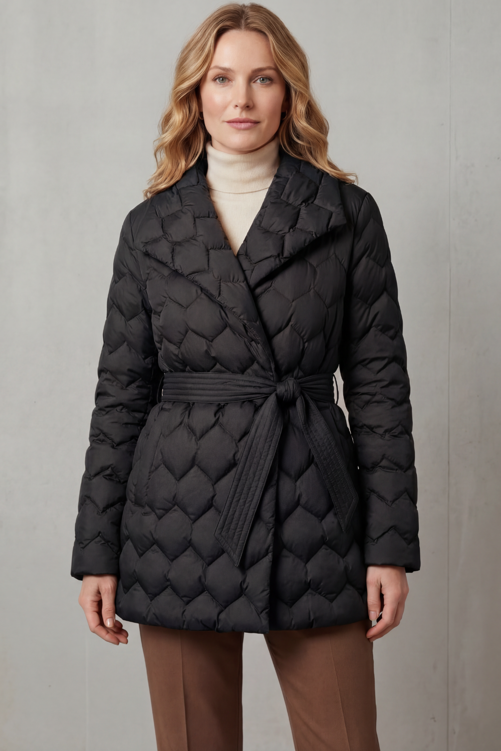 Women's Sculpted Quilted Belted Puffer Jacket – Thea