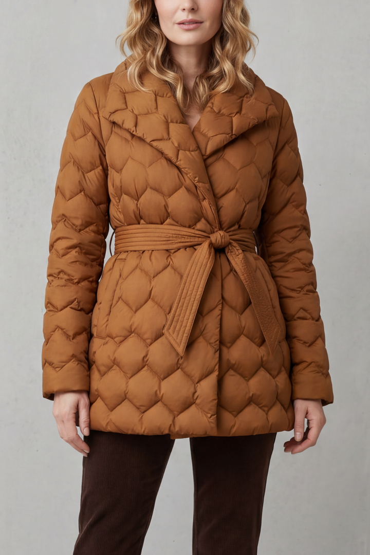 Women's Sculpted Quilted Belted Puffer Jacket – Thea