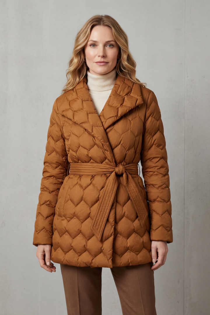 Women's Sculpted Quilted Belted Puffer Jacket – Thea