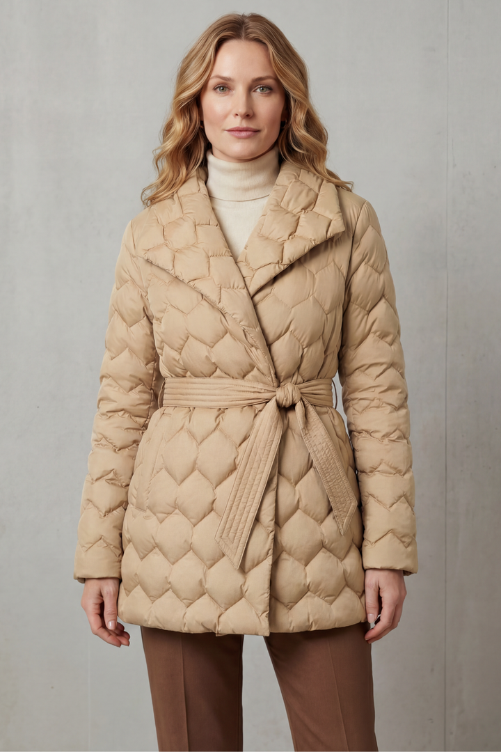 Women's Sculpted Quilted Belted Puffer Jacket – Thea