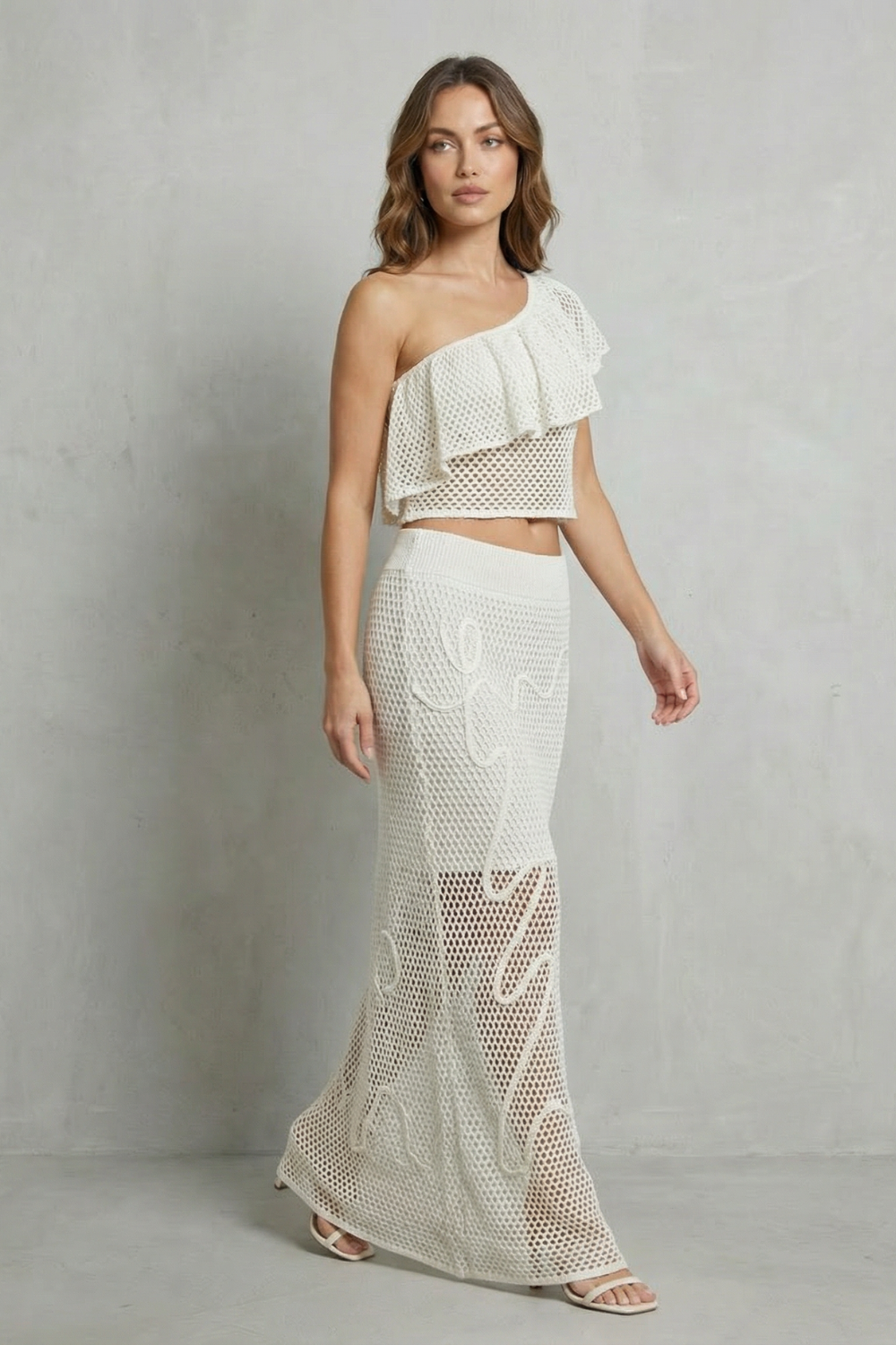Women's Knit One Shoulder Top and Skirt Co-ord Set - Cyrielle