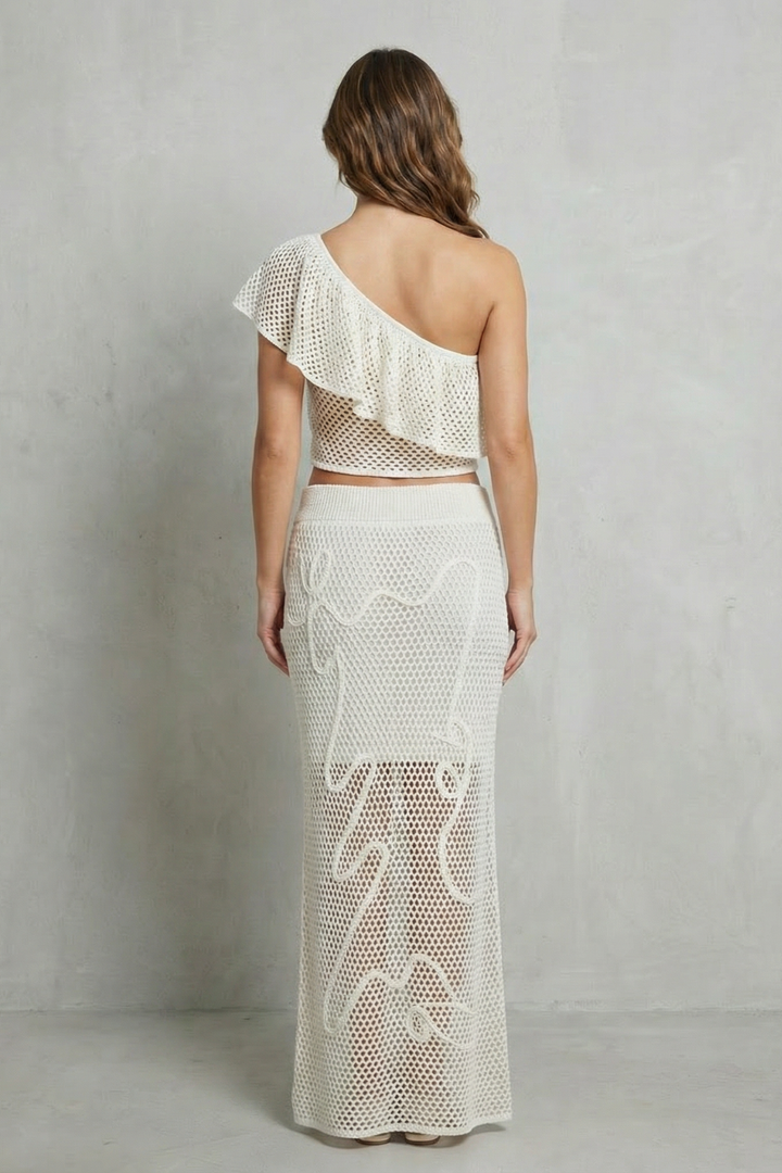 Women's Knit One Shoulder Top and Skirt Co-ord Set - Cyrielle