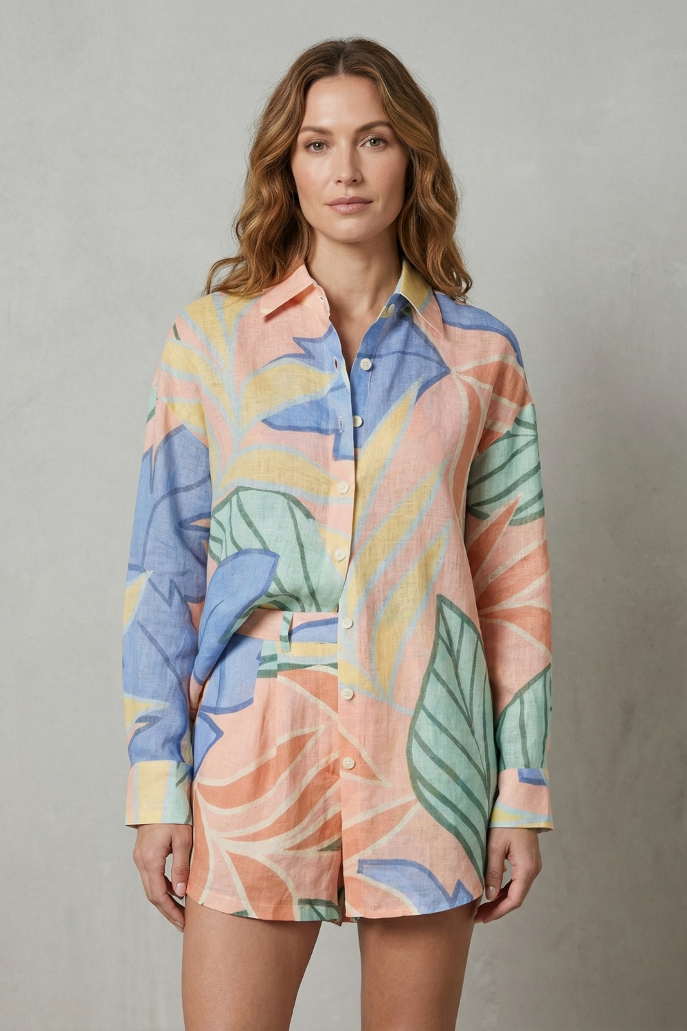 Women's Tropical Print Shirt and Shorts Co-ord Set - Gardenielle