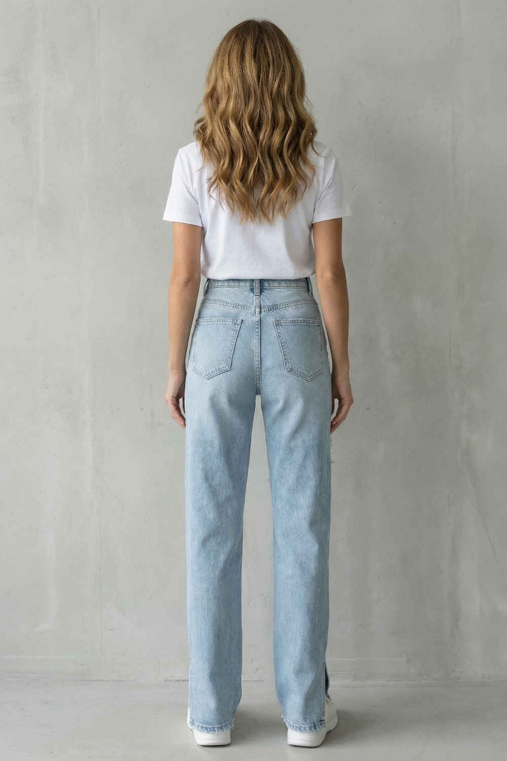 Women's High Waisted Distressed Straight Leg Jeans - Ostrelle