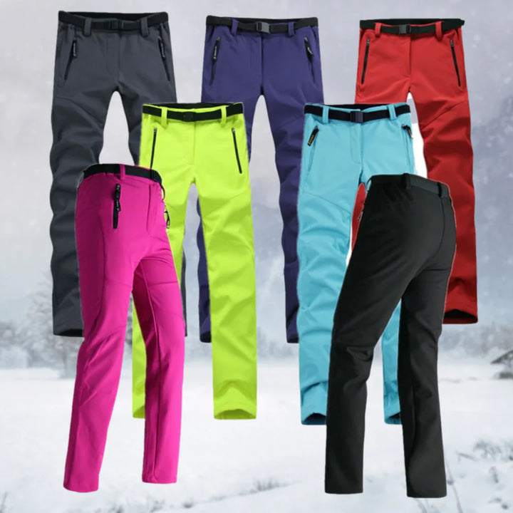 Women's softshell walking trousers Tilly in assorted colours – outdoor collage