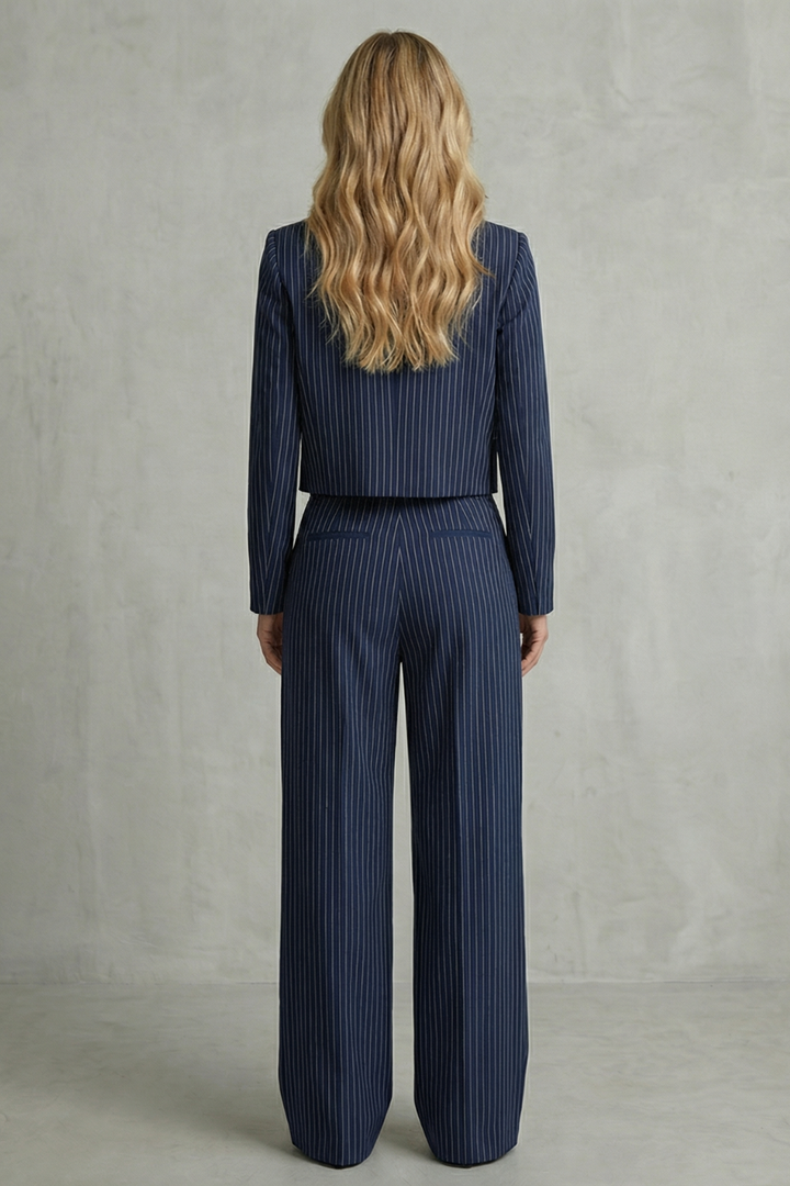Women's Striped Blazer and Trouser Co-ord Suit Set - Bramelle
