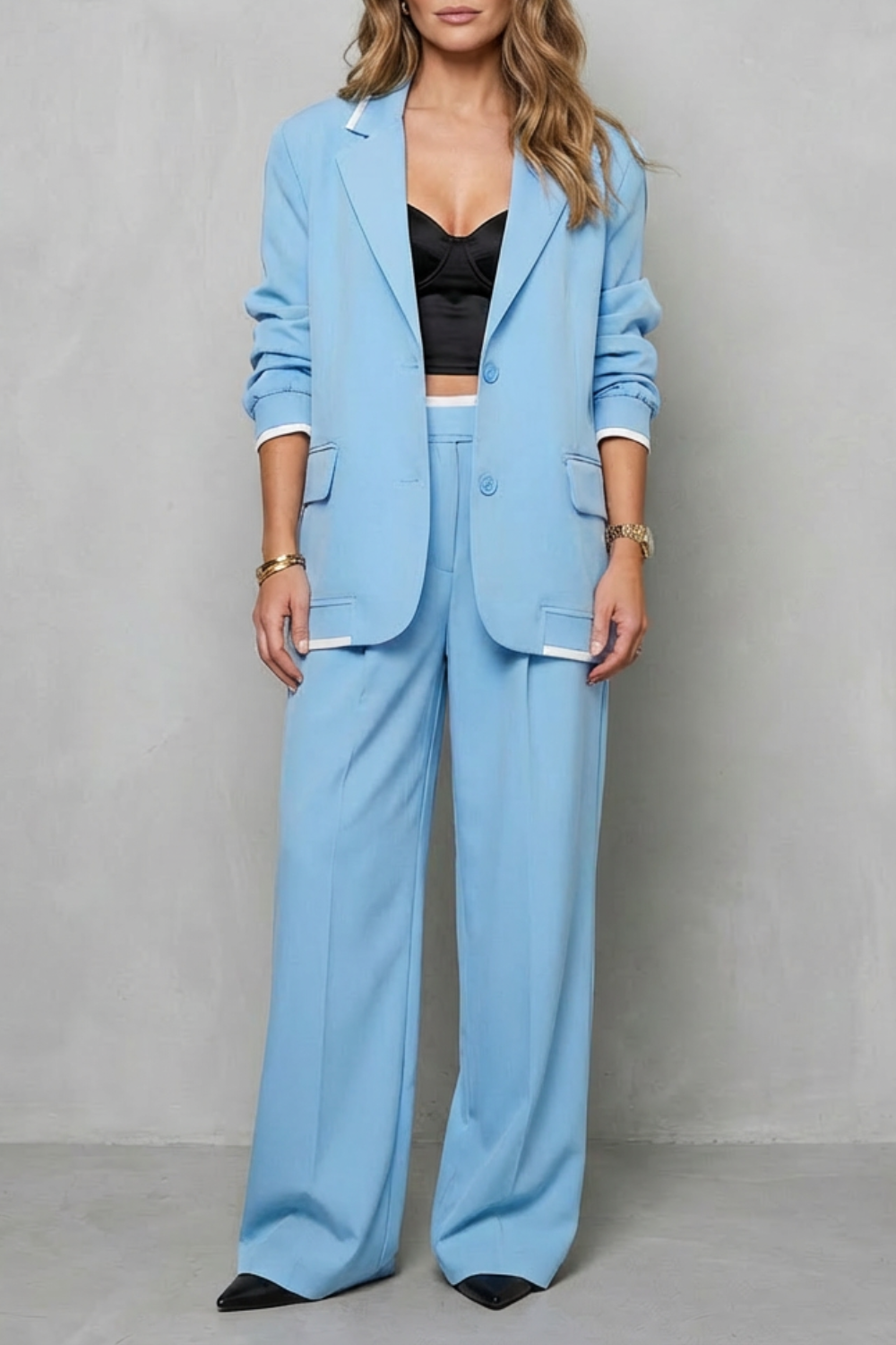 Women's Oversized Blazer and Wide-Leg Trouser Suit - Farielle