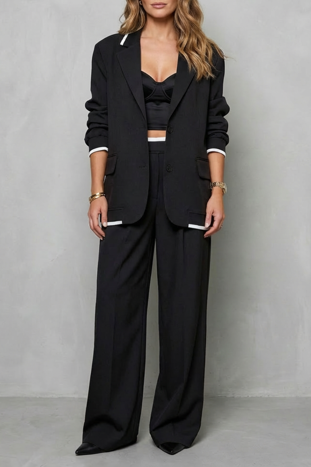 Women's Oversized Blazer and Wide-Leg Trouser Suit - Farielle