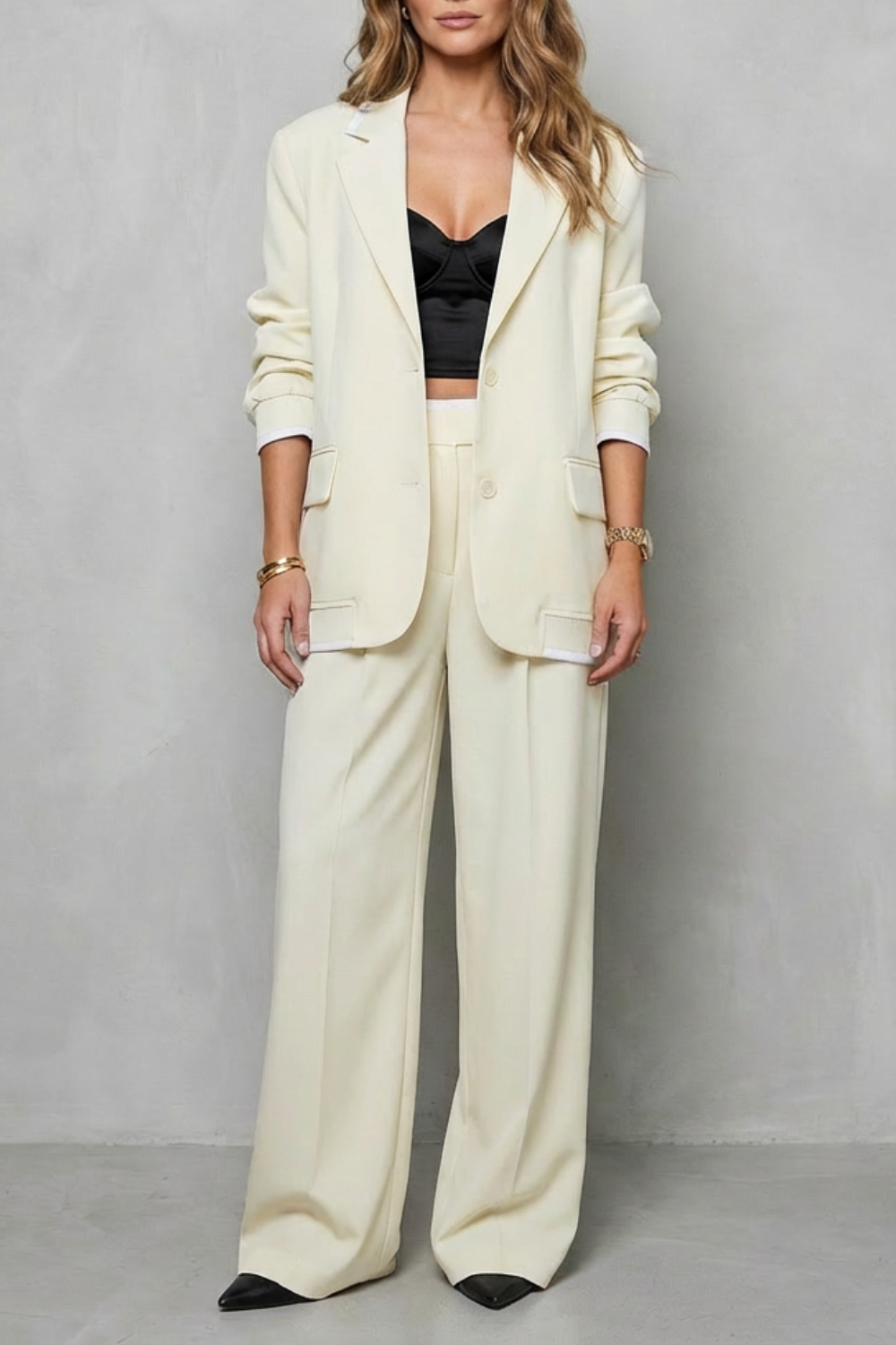 Women's Oversized Blazer and Wide-Leg Trouser Suit - Farielle
