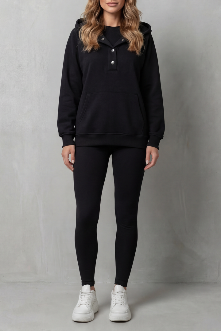 Women's Button Hoodie and Ribbed Legging Co-ord Set - Enorielle