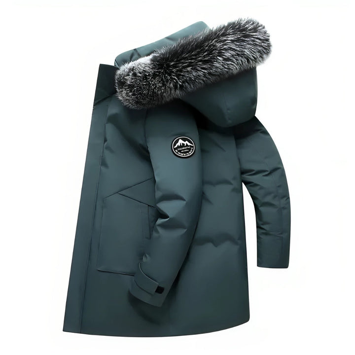 Winterton women's hooded winter parka in Teal – side view