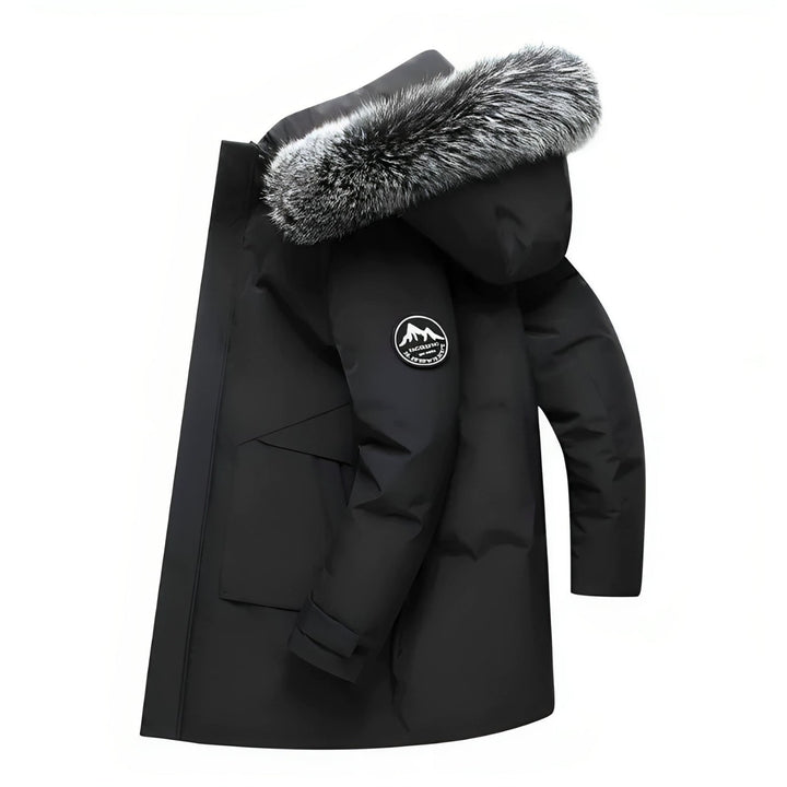 Winterton women's hooded winter parka in Black – side view