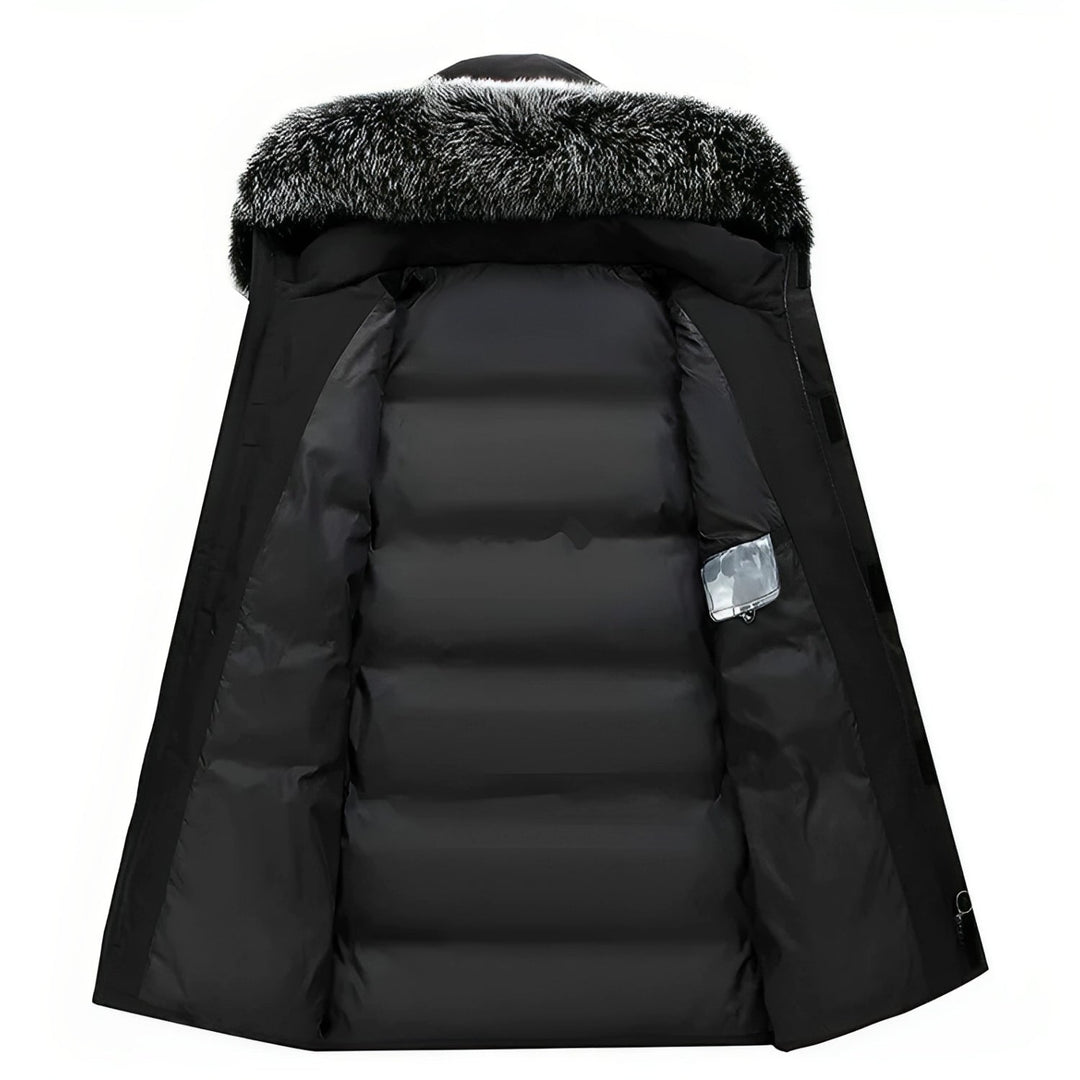 Winterton women's hooded winter parka in Black – detail view