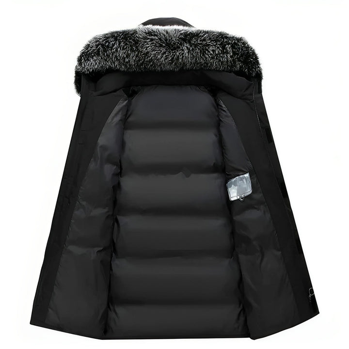 Winterton women's hooded winter parka in Black – detail view
