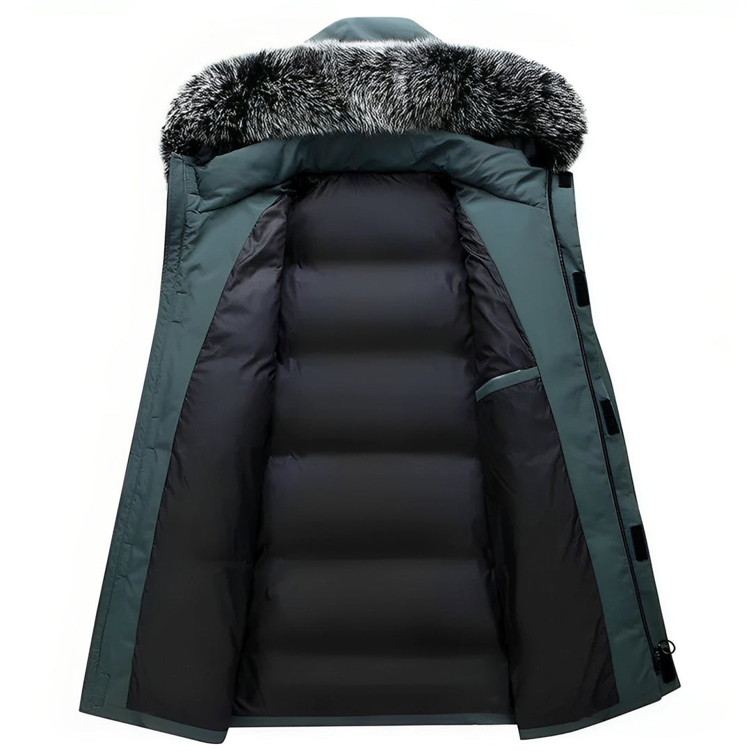 Winterton women's hooded winter parka in Teal – detail view
