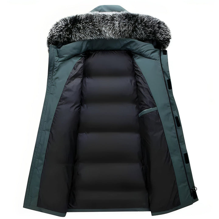 Winterton women's hooded winter parka in Teal – detail view