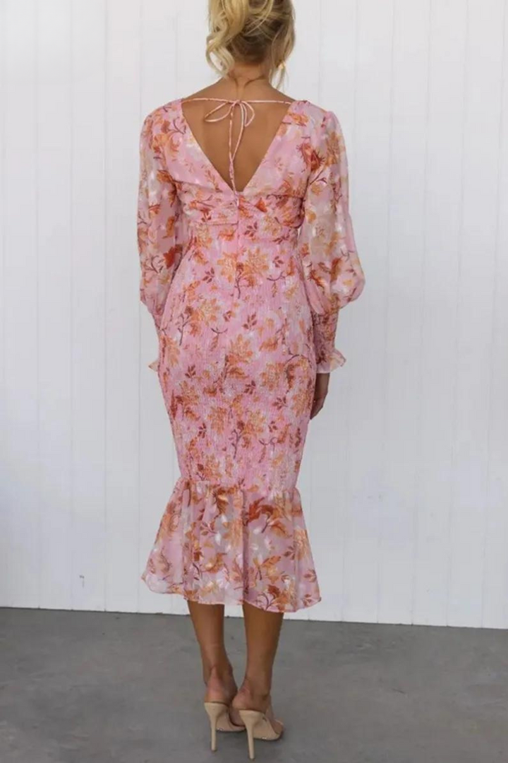 Megan - Floral Print Midi Dress