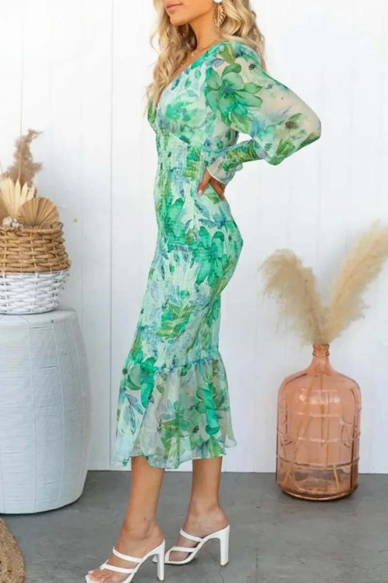Megan - Floral Print Midi Dress