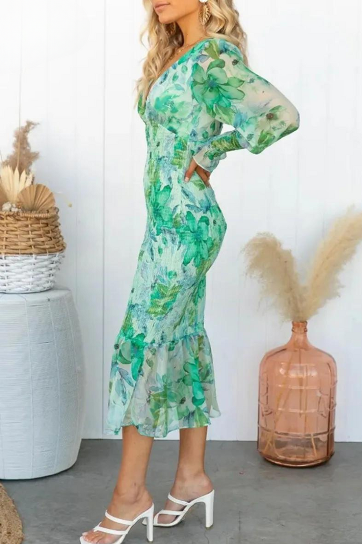 Megan - Floral Print Midi Dress