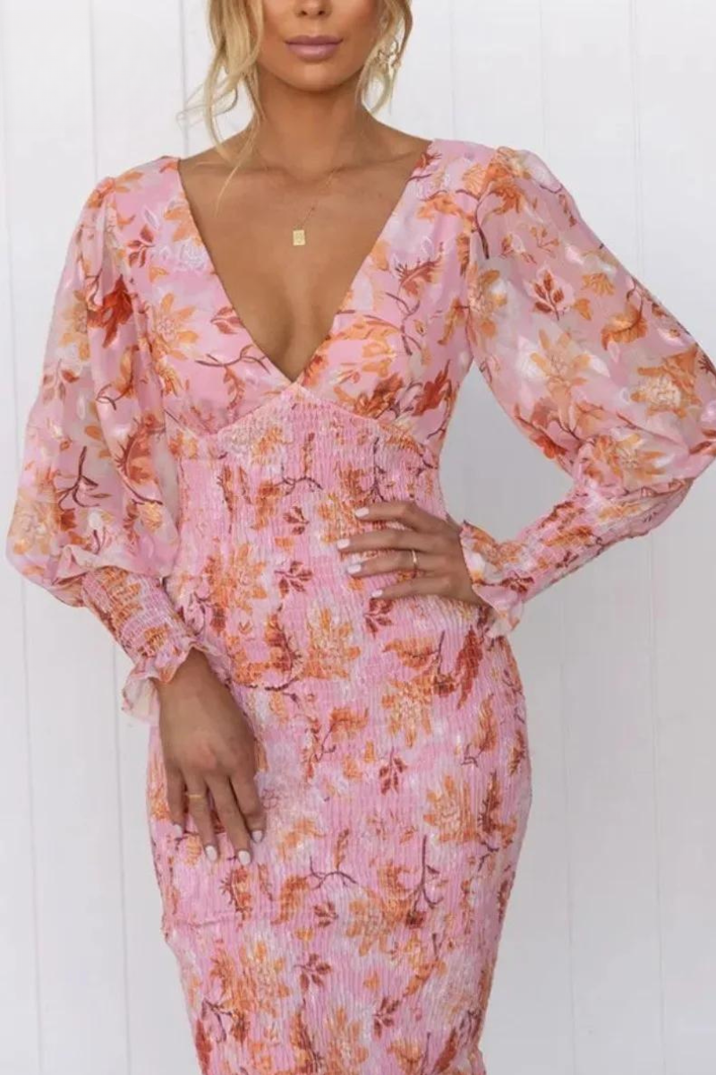 Megan - Floral Print Midi Dress