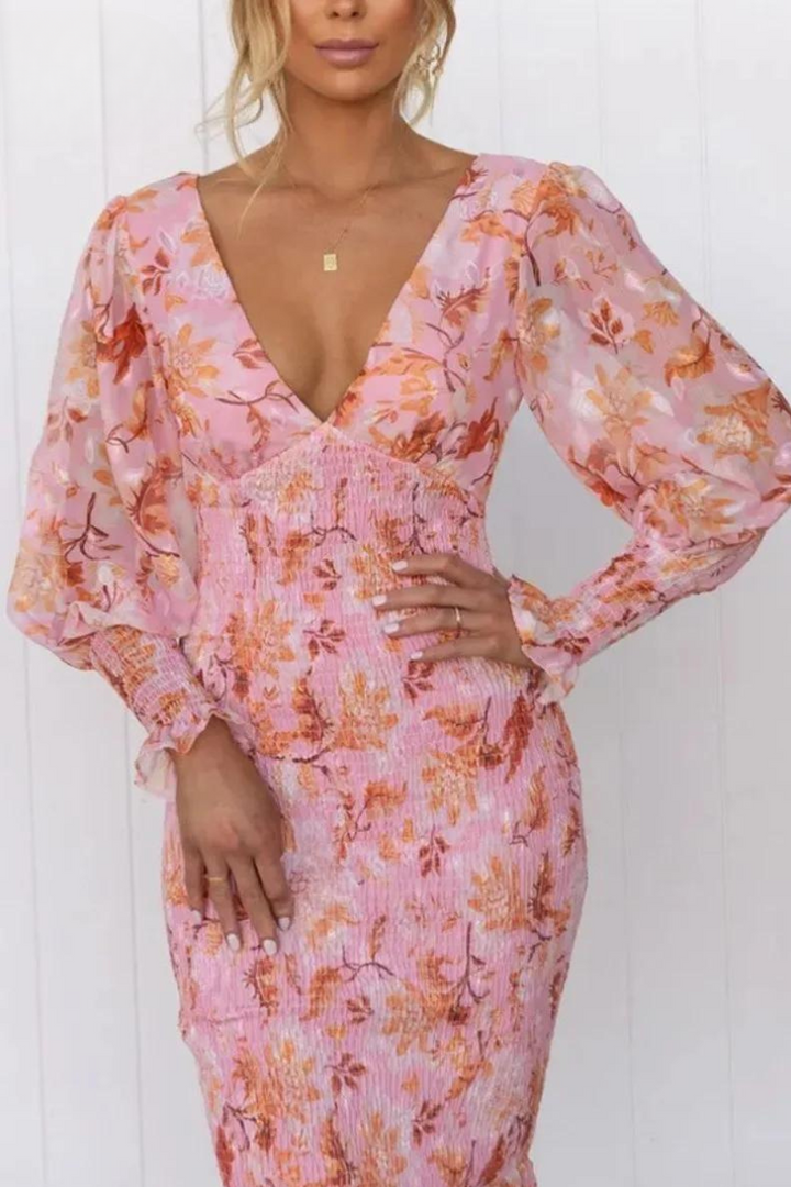 Megan - Floral Print Midi Dress