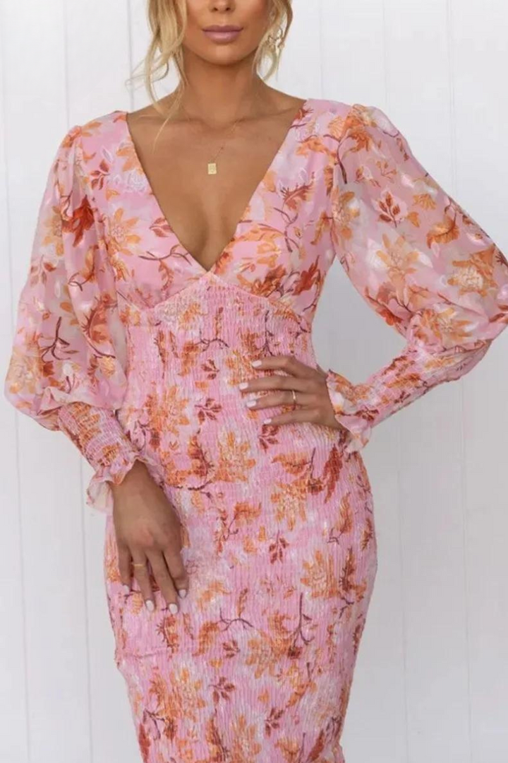 Megan - Floral Print Midi Dress
