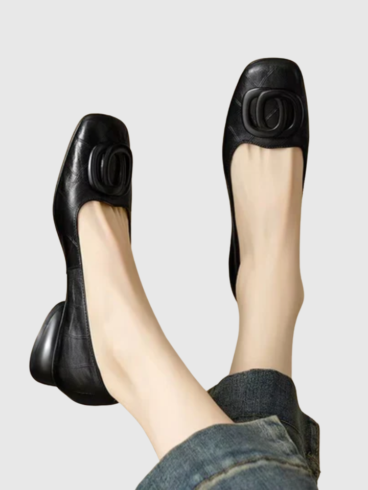 Women's Leather Block Heel Flats – Opium