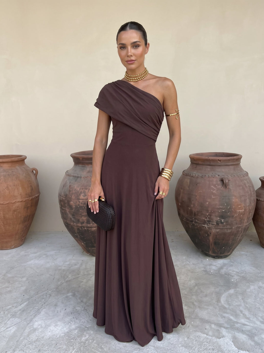 Callie - One Shoulder Mesh Maxi Dress