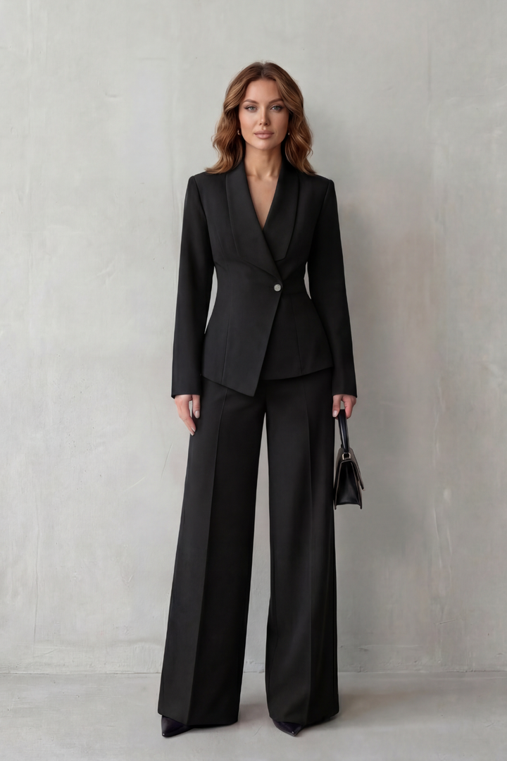 Women's Tailored Blazer and Wide-Leg Trouser Suit Set - Dessalie