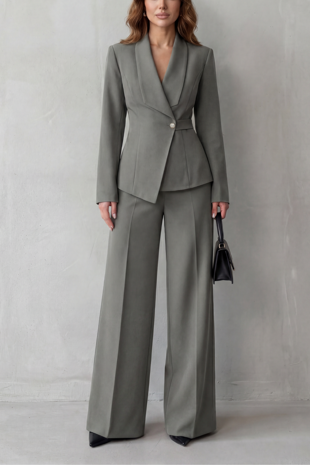 Women's Tailored Blazer and Wide-Leg Trouser Suit Set - Dessalie